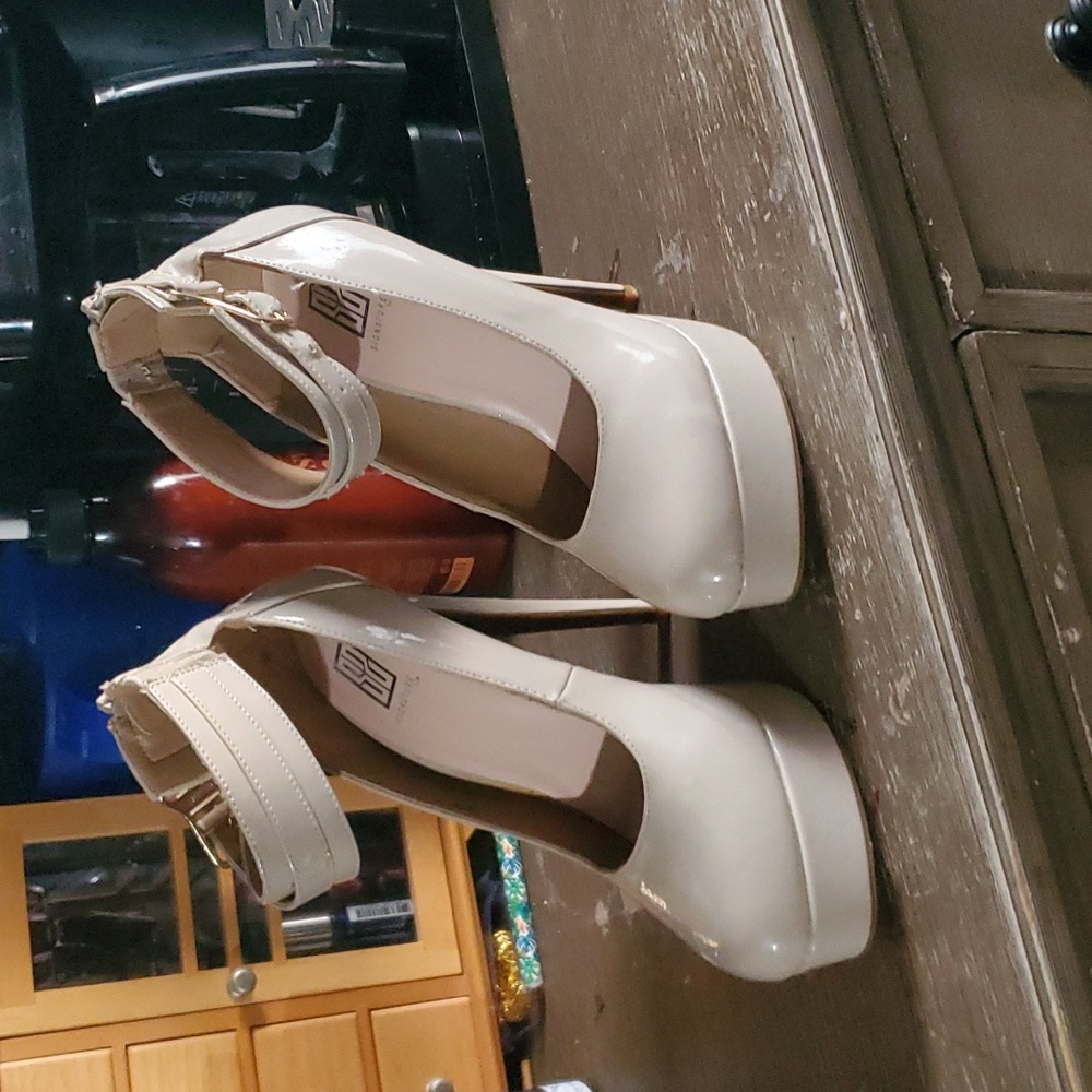 Tan platform heels